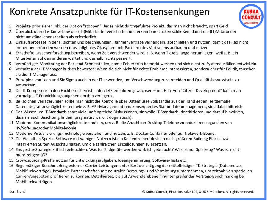 2018-05-14_KuBra Consult - Konkrete Ansatzpunkte für IT-Kostensenkungen