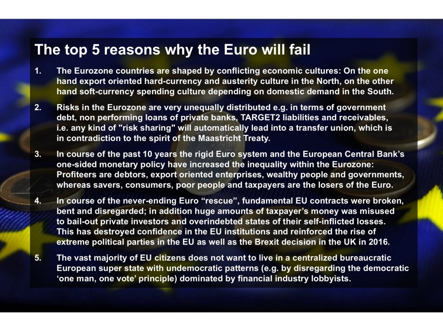 The top 5 reasons why the Euro will fail
