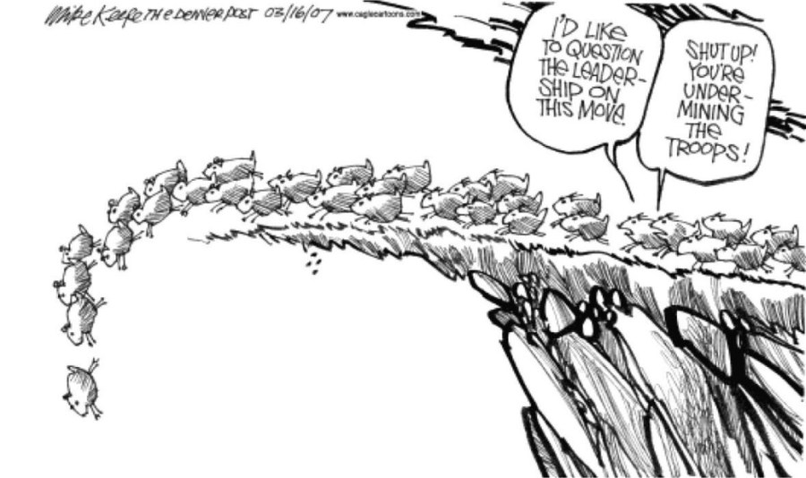 Lemmings jump off the cliff